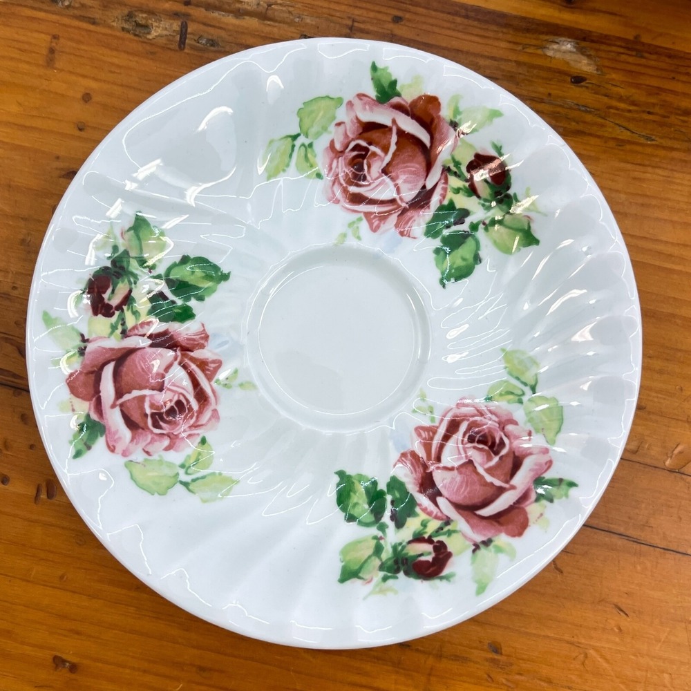 Vintage Queen Anne Tea Cup & Saucer Set Pastel Green w Pink Roses Numbered - Picture 5 of 12